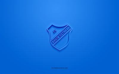 FC Banik Ostrava, creative 3D logo, blue background, Czech First League, 3d emblem, Czech football club, Ostrava, Czech Republic, 3d art, football, FC Banik Ostrava 3d logo