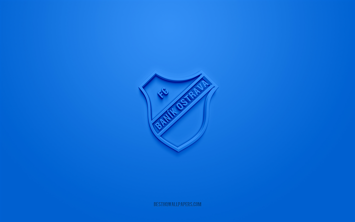 FC Banik Ostrava, kreativ 3D-logotyp, bl&#229; bakgrund, Tjeckiska F&#246;rstaligan, 3d emblem, Tjeckisk fotbollsklubb, Ostrava, Tjeckien, 3d konst, fotboll, FC Banik Ostrava 3d logotyp