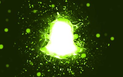 Logo Lime Snapchat, 4k, luci al neon lime, creativo, sfondo astratto lime, logo Snapchat, social network, Snapchat