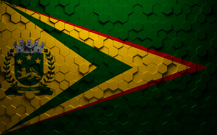 Bandeira de Bauru, arte de favo de mel, bandeira dos hex&#225;gonos de Bauru, Bauru, 3d hex&#225;gono de arte, bandeira de Bauru