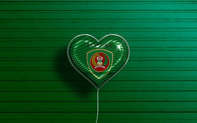 I Love Maluku, 4k, realistic balloons, green wooden background, Day of Maluku, indonesian provinces, flag of Maluku, Indonesia, balloon with flag, Provinces of Indonesia, Maluku flag, Maluku
