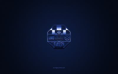 NK Slaven Belupo, Croatian football club, blue logo, blue carbon fiber background, Prva HNL, football, Croatian First Football League, Koprivnica, Croatia, NK Slaven Belupo logo