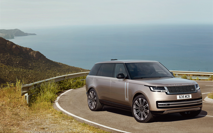 Range Rover Vogue, SUV di lusso, esterno, vista frontale, bronzo Range Rover Vogue, auto inglesi, Land Rover