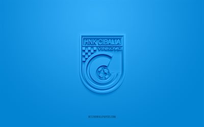 HNK Cibalia, creative 3D logo, blue background, Druga HNL, 3d emblem, Croatian football club, Croatian Second Football League, Vinkovci, Croatia, 3d art, football, HNK Cibalia 3d logo