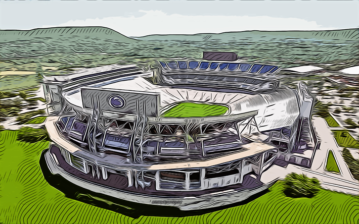 Beaver Stadium, 4k, vecteur de l&#39;art, Beaver Stadium dessin, art cr&#233;atif, Beaver Stadium art, dessin vectoriel, abstrait stades, etats-unis, Penn State Nittany Lions