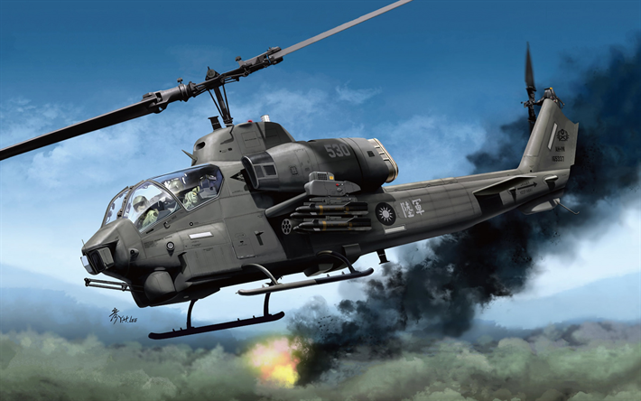 Bell AH-1 Super Cobra, elicottero d'attacco americano, esercito degli Stati Uniti, Corpo dei Marines degli Stati Uniti, elicotteri militari, AH-1 Super Cobra, USA