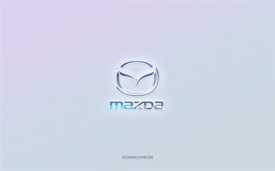 Logo Mazda, testo 3d ritagliato, sfondo bianco, logo Mazda 3d, emblema Mazda, Mazda, logo in rilievo, emblema Mazda 3d