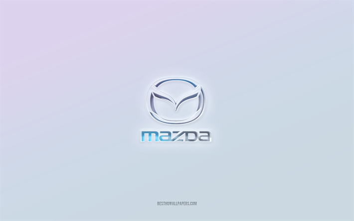 شعار مازدا, قطع نص ثلاثي الأبعاد, خلفية بيضاء, شعار مازدا ثلاثي الأبعاد, Mazda شعار, مازدا, شعار محفور, مازدا شعار 3D