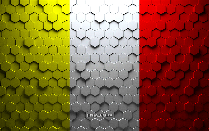 Flag of Benevento, honeycomb art, Benevento hexagons flag, Benevento, 3d hexagons art, Benevento flag