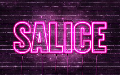 Salice, 4k, wallpapers with names, female names, Salice name, purple neon lights, Salice Birthday, Happy Birthday Salice, popular italian female names, picture with Salice name
