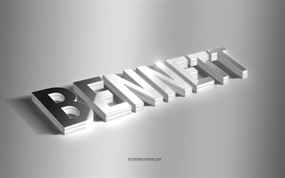 Bennett, hopea 3d-taide, harmaa tausta, taustakuvat nimill&#228;, Bennettin nimi, Bennettin onnittelukortti, 3d-taide, kuva Bennettin nimell&#228;