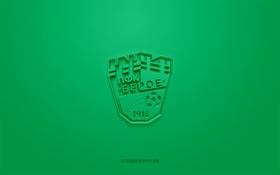 PFC Beroe Stara Zagora, creative 3D logo, green background, Bulgarian First League, 3d emblem, Bulgarian football team, Bulgaria, 3d art, Parva liga, football, PFC Beroe Stara Zagora 3d logo