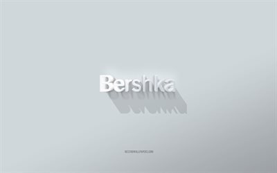 Bershka logotipo, fundo branco, Bershka logotipo 3d, Arte 3d, Bershka, 3d Bershka emblema