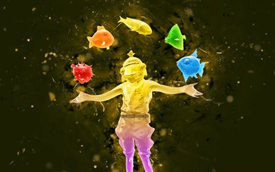 gelbes gummifischst&#228;bchen, 4k, gelbe neonlichter, fortnite battle royale, fortnite-charaktere, gelbe gummifischst&#228;bchenhaut, fortnite, gelbes gummifischst&#228;bchen fortnite