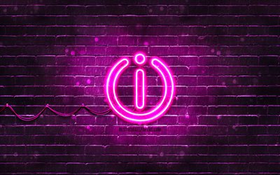 Logo violet Indesit, 4k, brickwall violet, logo Indesit, marques, logo n&#233;on Indesit, Indesit