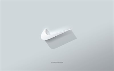 Nike logotipo, fundo branco, Nike logotipo 3d, Arte 3d, Nike, 3d Nike emblema