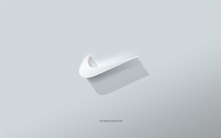 ナイキのロゴ, 白背景, ナイキ3Dロゴ, 3Dアート, Nike, 3Dナイキエンブレム