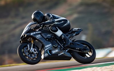 Yamaha YZF-R1, 2018, GYTR, black sport motorcycles, racing track, black YZF-R1, Japanese motorcycles, Yamaha Racing