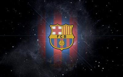 O FC Barcelona, Espanha, Catalunha, emblema, logo, c&#233;u estrelado, Clube de futebol espanhol, La Liga