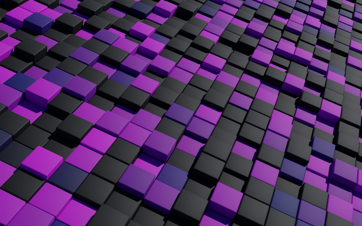 紫色のキューブ, 黒キューブ, 創造, 幾何学的形状, キューブ
