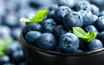 Yukarı blueberry, 4k, &#231;ilek, yakın &#231;ekim, meyve