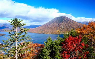 Nantai, vulkanen, japansk landm&#228;rken, Nikko National Park, Japan, Asien