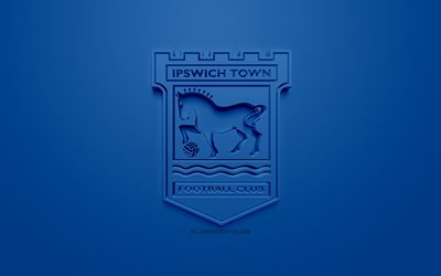 Ipswich Town FC, creative 3D logo, blue background, 3d emblem, English football club, EFL Championship, Ipswich, England, United Kingdom, English Football League Championship, 3d art, football, 3d logo