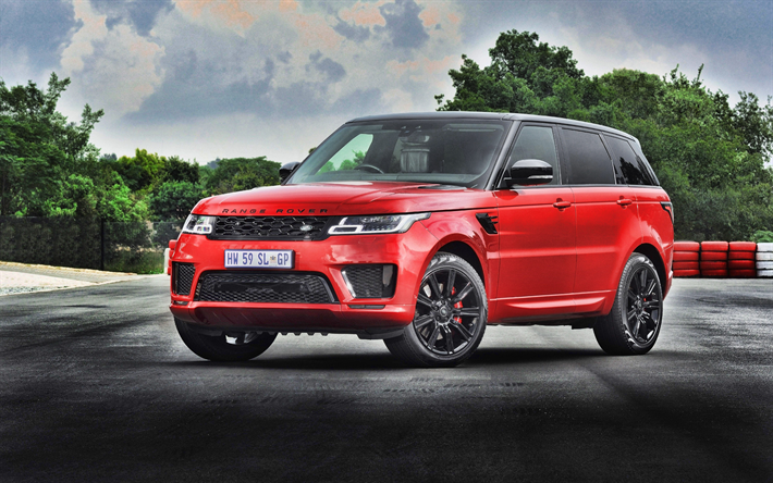 4k, Range Rover Sport, tuning, L494, 2019 arabalar, Land Rover, SUV, kırmızı Range Rover Sport, İngiliz otomobil, Range Rover