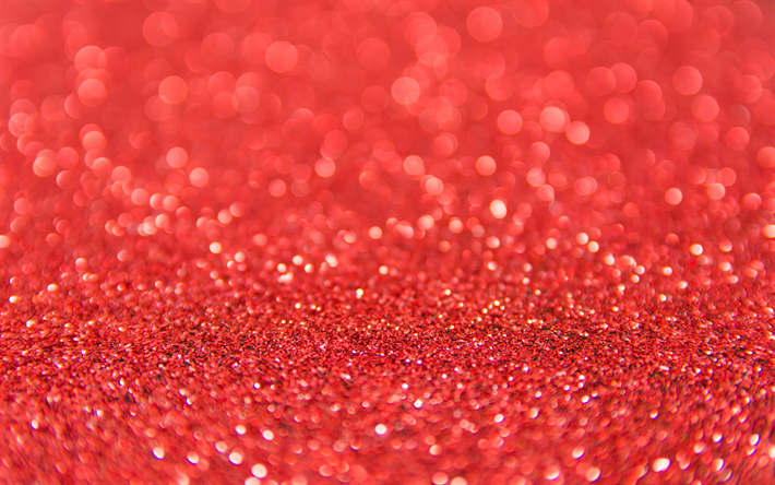 赤のキラキラの背景, 4k, キラキラ感, 近, キラキラと輝き, 赤キラキラ感