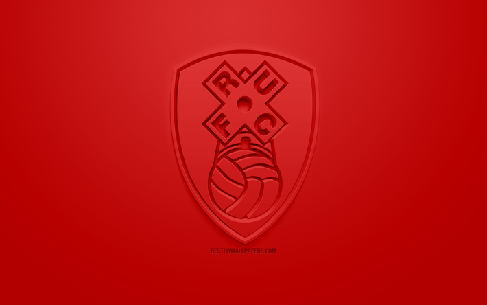 Rotherham United FC, creative 3D logo, red background, 3d emblem, English football club, EFL Championship, Rotherham, England, United Kingdom, English Football League Championship, 3d art, football, 3d logo