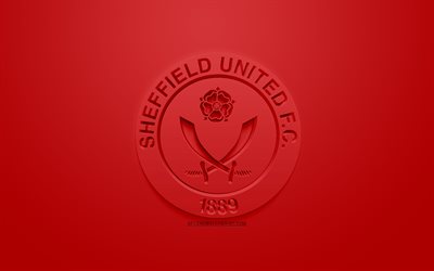 Sheffield United FC, creative 3D logo, red background, 3d emblem, English football club, EFL Championship, Sheffield, England, United Kingdom, English Football League Championship, 3d art, football, 3d logo