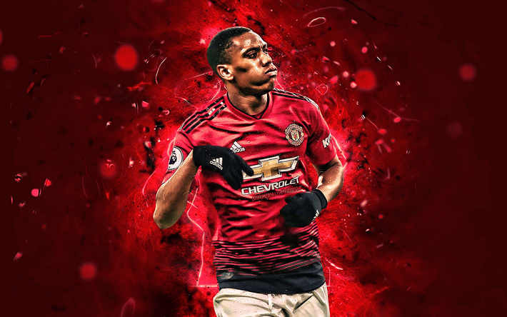 Anthony Martial, joy, Manchester United FC, goal, french footballers, Premier League, Martial, soccer, football, Man United, neon lights