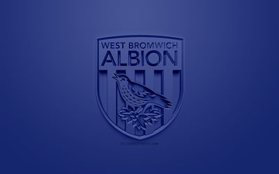 West Bromwich Albion FC, creative 3D logo, blue background, 3d emblem, English football club, EFL Championship, West Bromwich, England, United Kingdom, English Football League Championship, 3d art, football, 3d logo