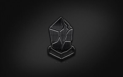 Lisk black logo, cryptocurrency, grid metal background, Lisk, artwork, creative, cryptocurrency signs, Lisk logo
