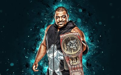 Keith Lee, 4k, american wrestlers, WWE, wrestling, neon lights, wrestlers, Keith Lee 4K