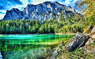 アルプス, 美しい自然, HDR, 湖, 森林, 山々, 欧州