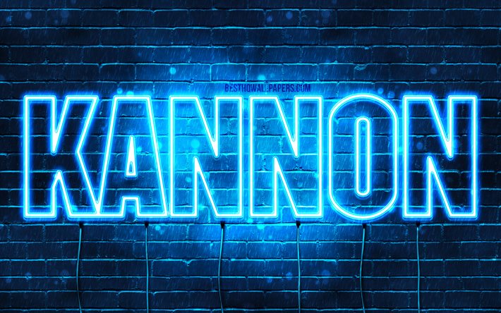 Kannon, 4k, adları Kannon adı ile, yatay metin, Kannon adı, mavi neon ışıkları, resimli duvar kağıtları