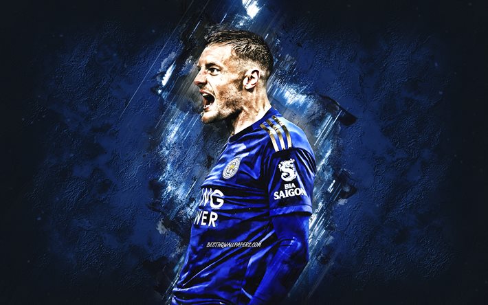 Download Wallpapers Jamie Vardy Portrait Leicester City Fc Premier League English Footballer Blue Creative Background Football Stone Background England For Desktop Free Pictures For Desktop Free