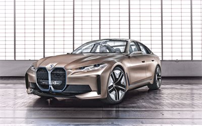 2020, BMW i4 Concepto, vista de frente, exterior, sed&#225;n de lujo, sed&#225;n el&#233;ctrico, nuevo i4, coches el&#233;ctricos, coches alemanes, BMW