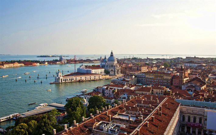 Venedig, panorama, sommar, italienska st&#228;der, Italien, Europa, Venedig p&#229; sommaren