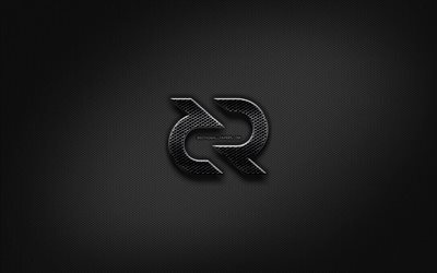 Decred black logo, cryptocurrency, grid metal background, Decred, artwork, creative, cryptocurrency signs, Decred logo