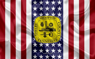 メンフィスシール, 4k, シルクの質感, アメリカのフラグ, 米国, メンフィス, テネシー, アメリカの市, シールは、メンフィス, 絹の旗を