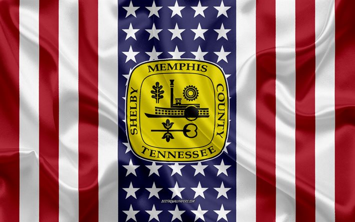 Memphis Tenuta, 4k, seta, trama, Bandiera Americana, stati UNITI, Memphis, Tennessee, Citt&#224; Americana, Tenuta di Memphis, seta bandiera