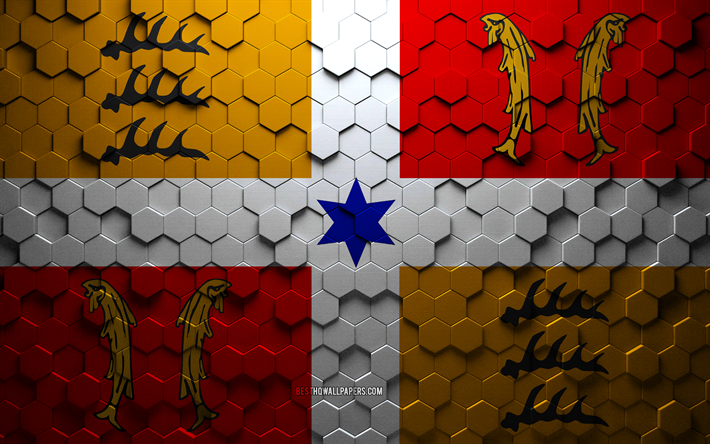 Flag of Montbeliard, honeycomb art, Montbeliard hexagons flag, Montbeliard 3d hexagons art, Montbeliard flag