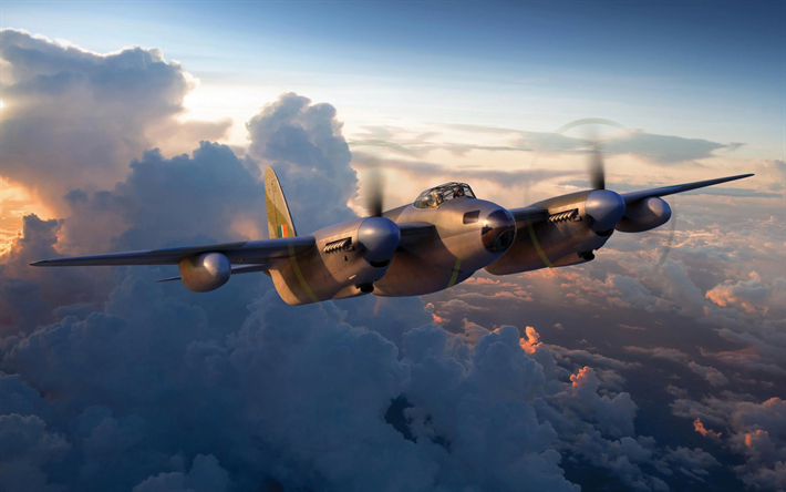 De Havilland Mosquito, British bomber, World War II, Havilland Mosquito FBMkVI, World War II aircraft, de Havilland Aircraft Company