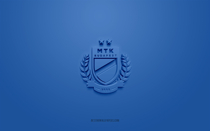 mtk budapest fc, logo 3d creativo, sfondo blu, nb i, emblema 3d, club di calcio ungherese, ungheria, arte 3d, calcio, logo mtk budapest fc 3d