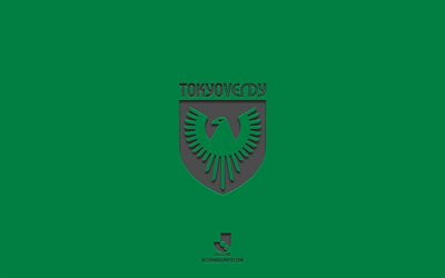 Tokyo Verdy, green background, Japanese football team, Tokyo Verdy emblem, J2 League, Japan, football, Tokyo Verdy logo