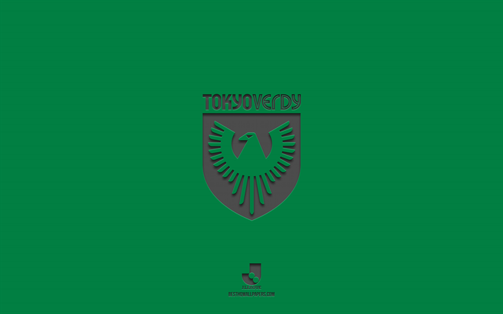 tokyo verdy, vihre&#228; tausta, japanin jalkapallojoukkue, tokyo verdyn tunnus, j2 league, japani, jalkapallo, tokyo verdyn logo