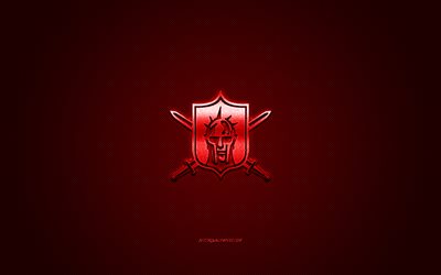 mumbai gladiators, intian amerikkalainen jalkapalloseura, punainen logo, punainen hiilikuitu tausta, efli, amerikkalainen jalkapallo, elite football league of india, mumbai, intia, mumbai gladiators logo
