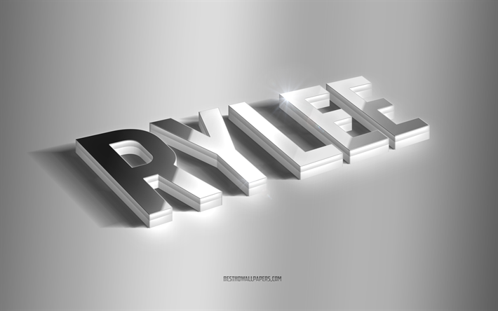 rylee, art 3d argent&#233;, fond gris, fonds d &#233;cran avec noms, nom rylee, carte de voeux rylee, art 3d, photo avec nom rylee